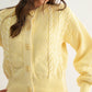 Washed Yellow Cable Knit Cardigan - Purpose + Passion Boutique