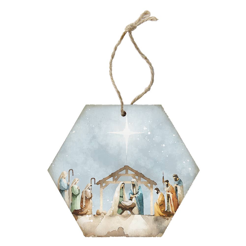 Watercolor Nativity Scene Honeycomb Ornament - Purpose + Passion Boutique