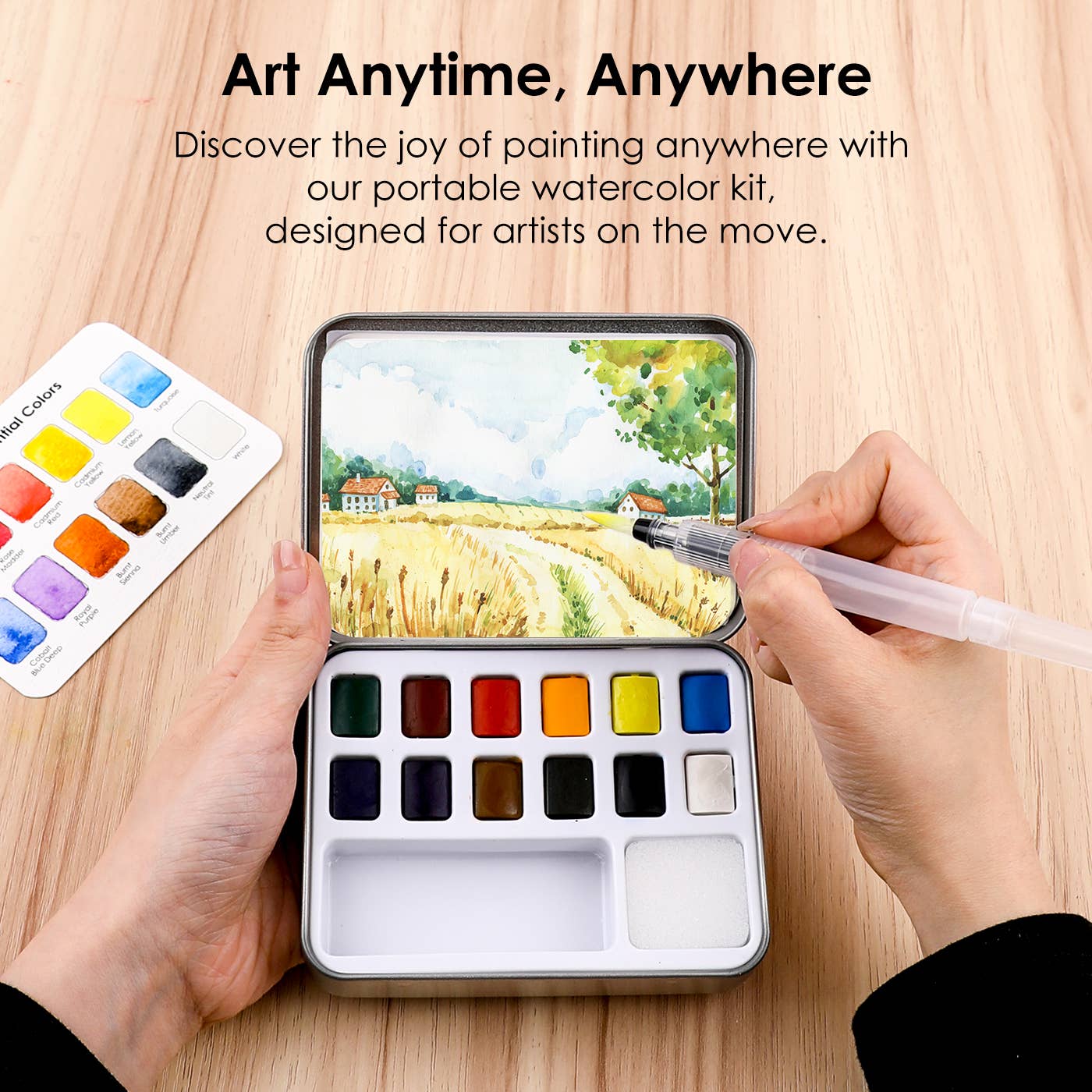 Watercolor Pocket - Set Of 12 Paints + Brush - Purpose + Passion Boutique