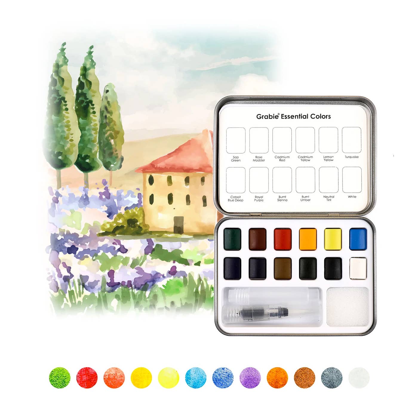 Watercolor Pocket - Set Of 12 Paints + Brush - Purpose + Passion Boutique