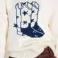 Western Boot Motif Sweater - Purpose + Passion Boutique