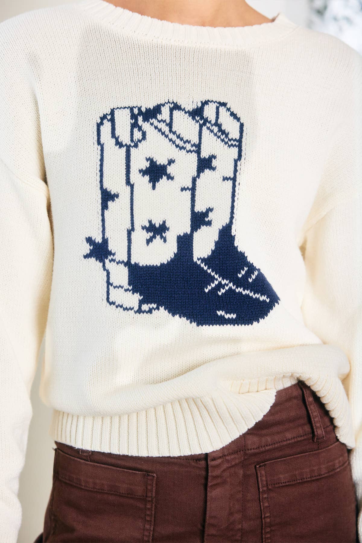 Western Boot Motif Sweater - Purpose + Passion Boutique