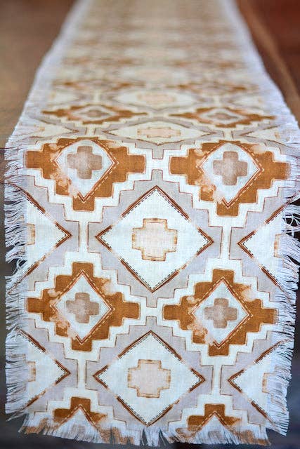 Western Rustic Farmhouse Geometric Linen Table Runner - Purpose + Passion Boutique