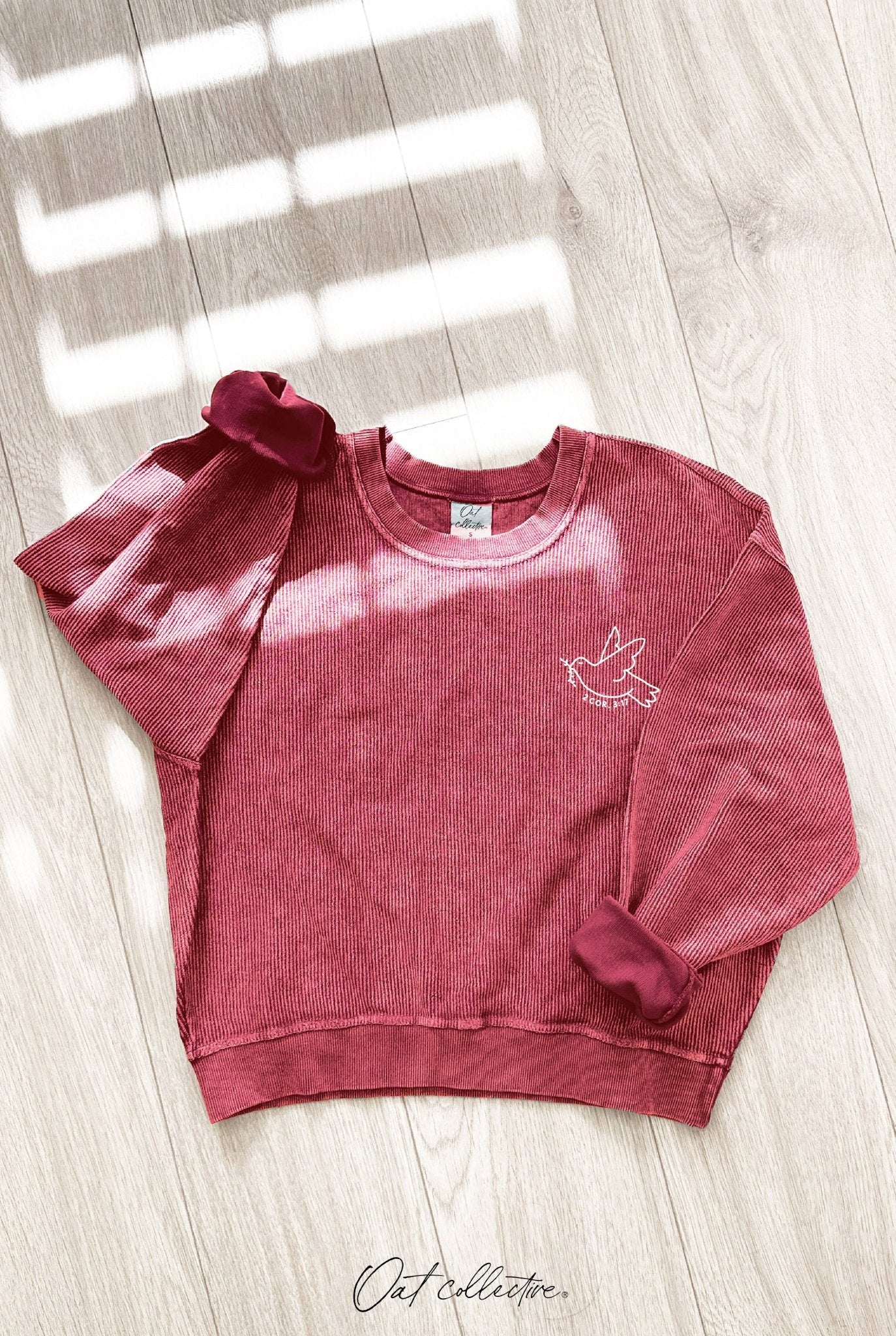 WHERE THE SPIRIT OF ... Cropped Thermal Washed Cranberry Pullover - Purpose + Passion Boutique