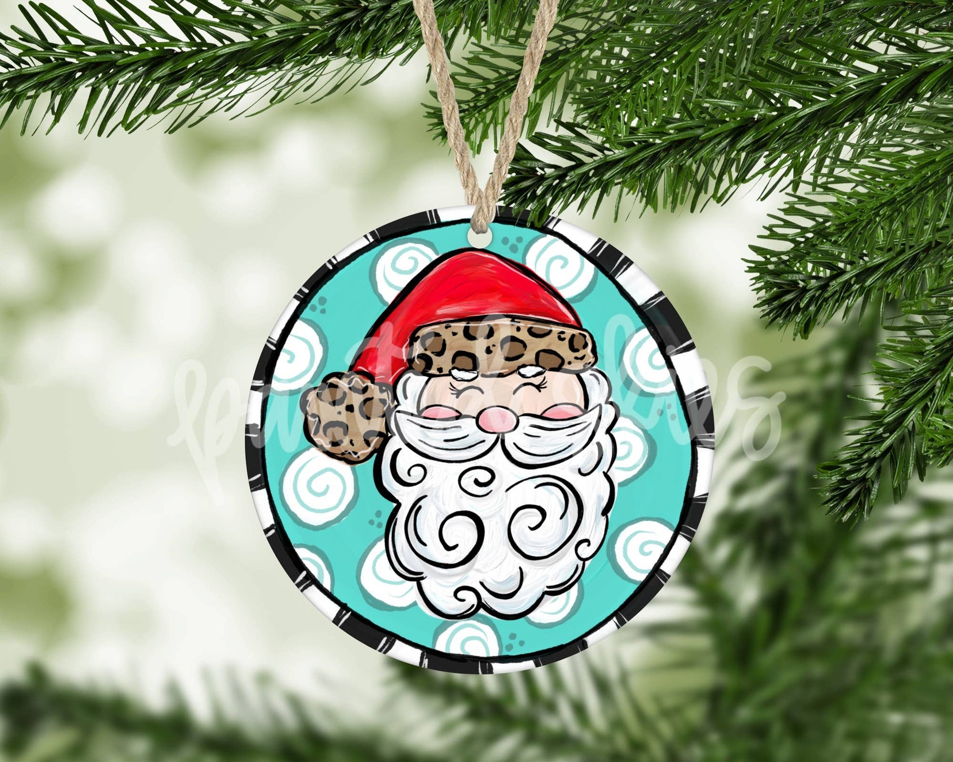 Whimsical Leopard Santa Claus Christmas Ornament - Purpose + Passion Boutique