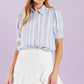 White & Blue Striped Ruffle Top - Purpose + Passion Boutique