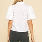 White Bubble Sleeve Blouse - Purpose + Passion Boutique