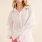 White Crinkle Cuff Slit Shirt Blouse - Purpose + Passion Boutique