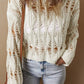 White Cut - Out Crochet Loose Fit Sweater - Purpose + Passion Boutique