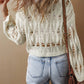 White Cut - Out Crochet Loose Fit Sweater - Purpose + Passion Boutique