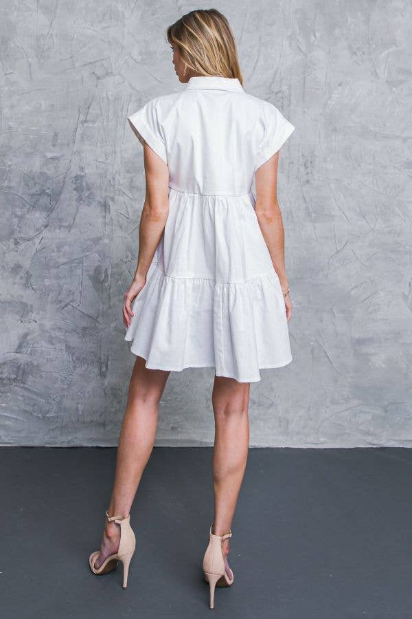 White Denim Mini Dress - Purpose + Passion Boutique