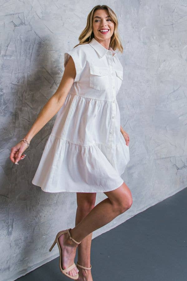 White Denim Mini Dress - Purpose + Passion Boutique