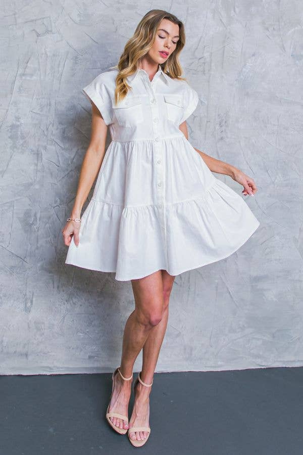 White Denim Mini Dress - Purpose + Passion Boutique