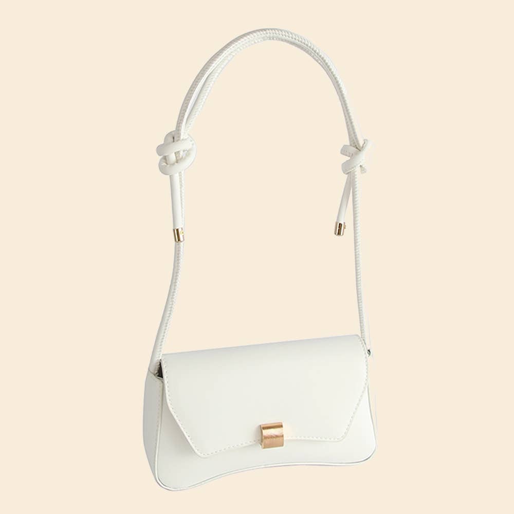 White Faux Leather Rope Strap Shoulder Bag - Purpose + Passion Boutique