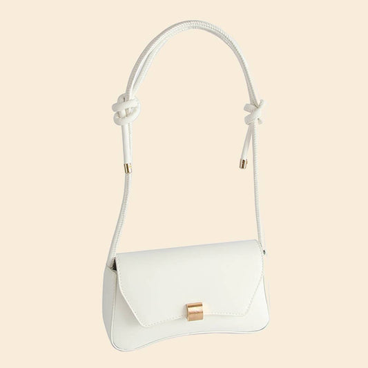 White Faux Leather Rope Strap Shoulder Bag - Purpose + Passion Boutique