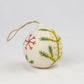 White Felt Ball Hand Embroidered Ornament - Purpose + Passion Boutique