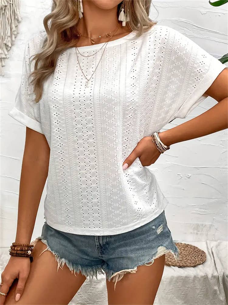 White Knit Cutout Short Sleeve - Purpose + Passion Boutique