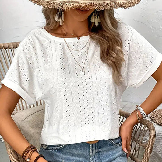 White Knit Cutout Short Sleeve - Purpose + Passion Boutique