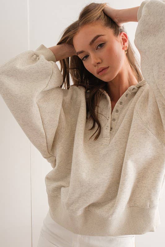 White Melange Pullover - Purpose + Passion Boutique