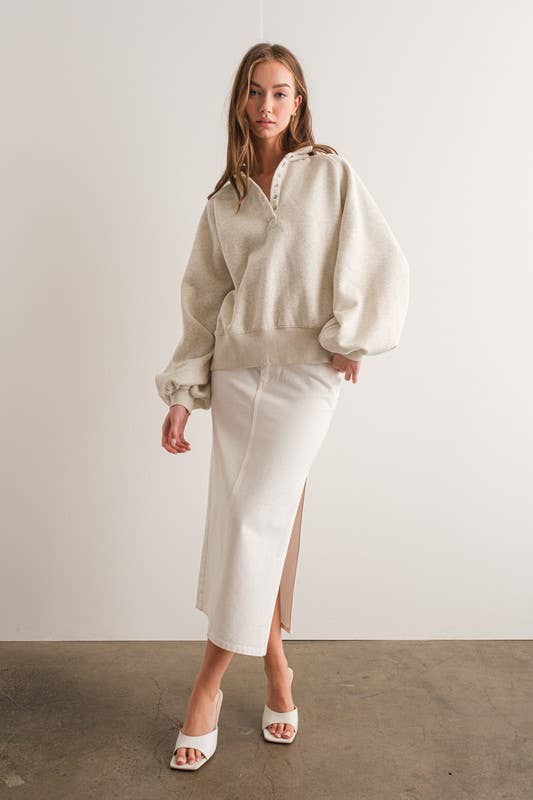 White Melange Pullover - Purpose + Passion Boutique