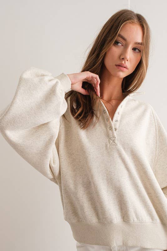 White Melange Pullover - Purpose + Passion Boutique