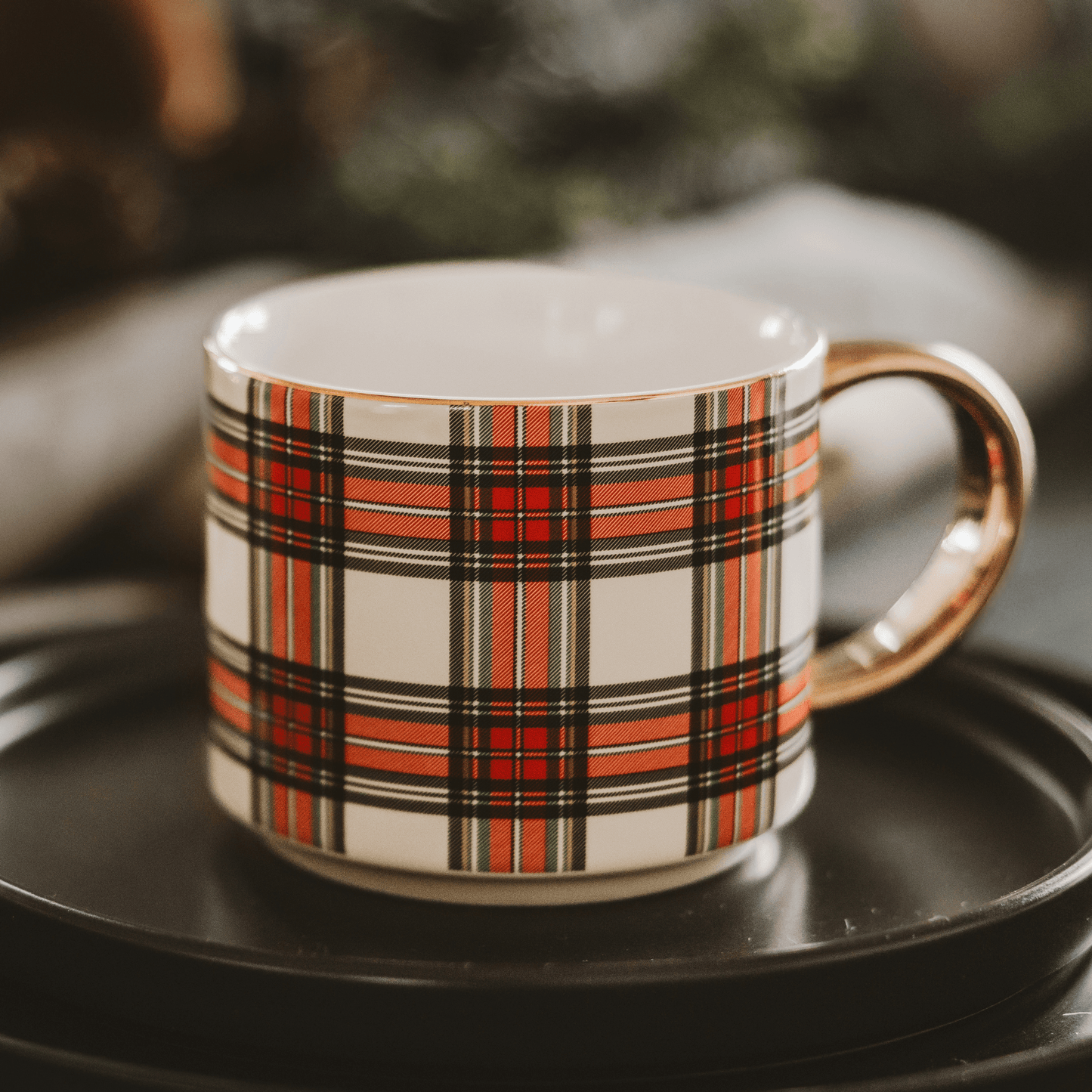 White Plaid Coffee Mug - Purpose + Passion Boutique