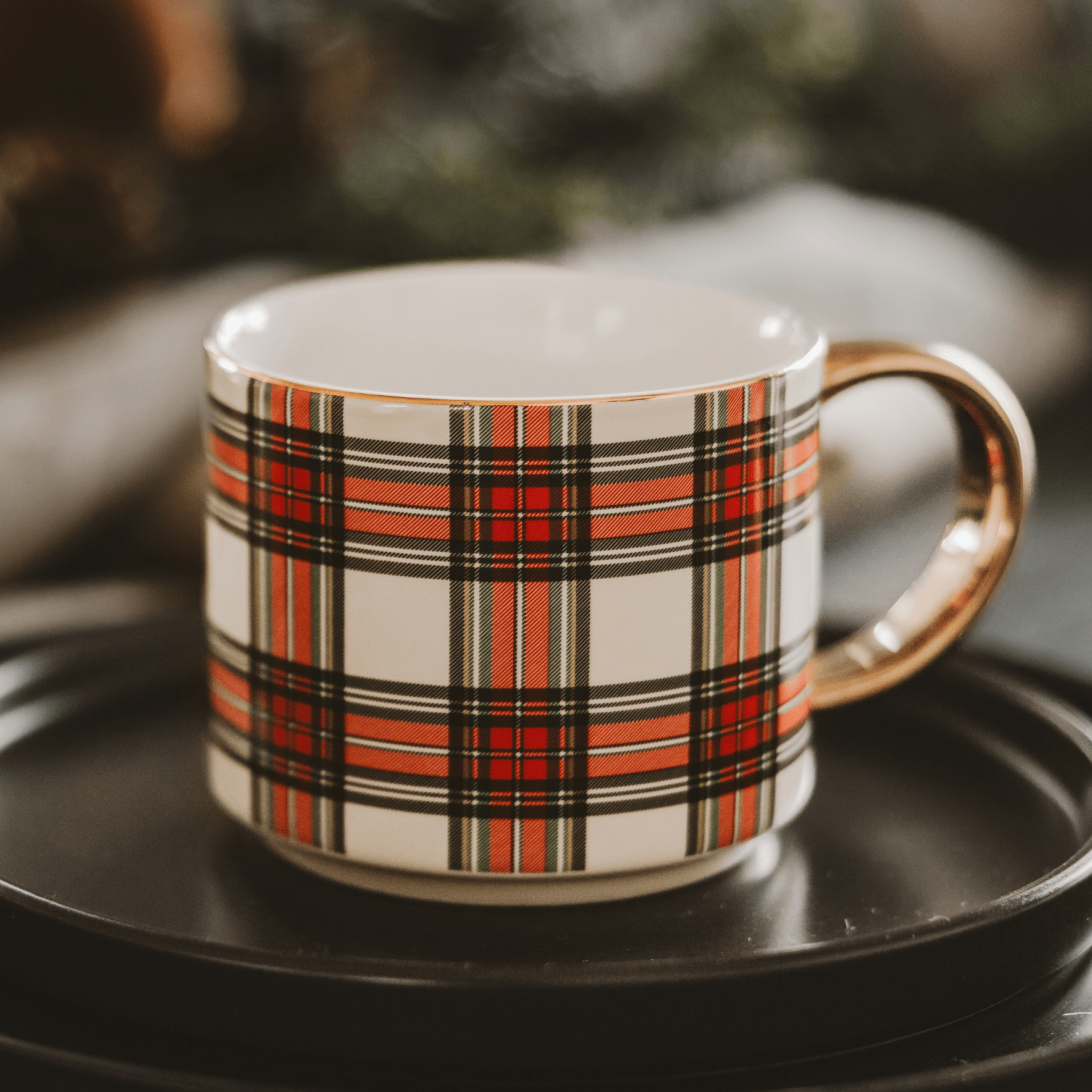 White Plaid Coffee Mug - Purpose + Passion Boutique