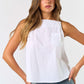 White Pleated Square Neck Tank Top - Purpose + Passion Boutique