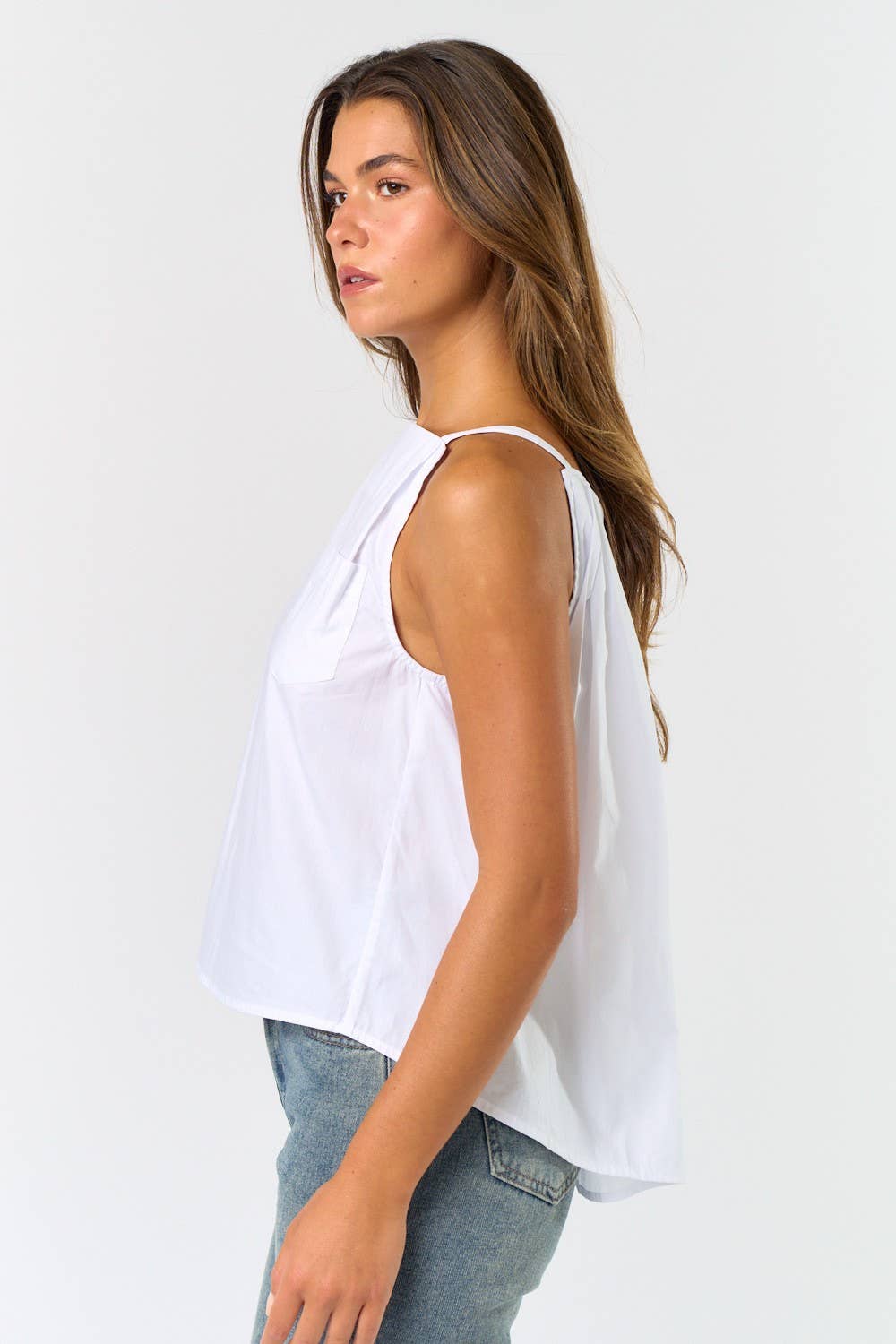 White Pleated Square Neck Tank Top - Purpose + Passion Boutique