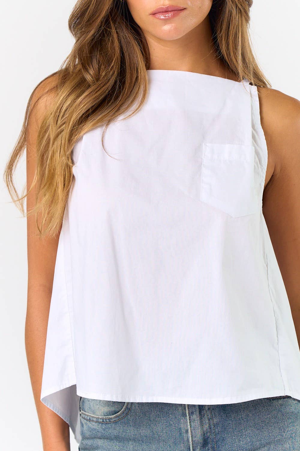 White Pleated Square Neck Tank Top - Purpose + Passion Boutique