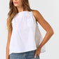 White Pleated Square Neck Tank Top - Purpose + Passion Boutique