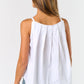White Pleated Square Neck Tank Top - Purpose + Passion Boutique