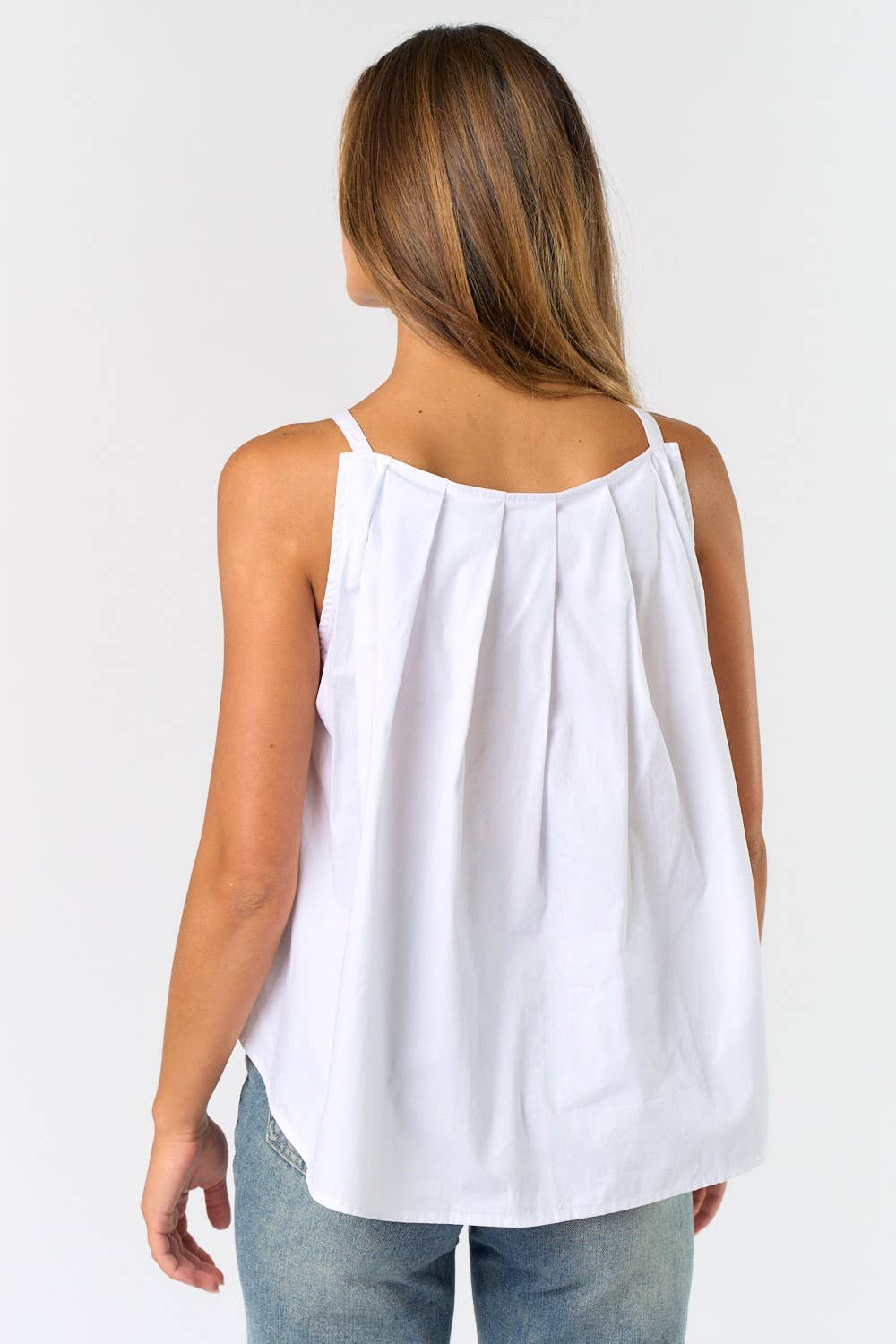 White Pleated Square Neck Tank Top - Purpose + Passion Boutique