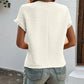 White Ruched Texture Crewneck Ruffled Sleeve Top - Purpose + Passion Boutique