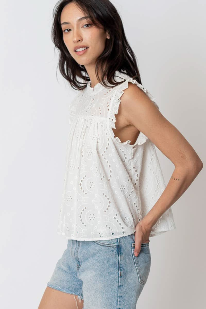 White Sleeveless Eyelet Top - Purpose + Passion Boutique