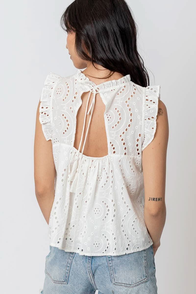 White Sleeveless Eyelet Top - Purpose + Passion Boutique