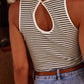 White Stripe Ribbed Knit Sleeveless Top - Purpose + Passion Boutique