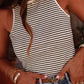 White Stripe Ribbed Knit Sleeveless Top - Purpose + Passion Boutique