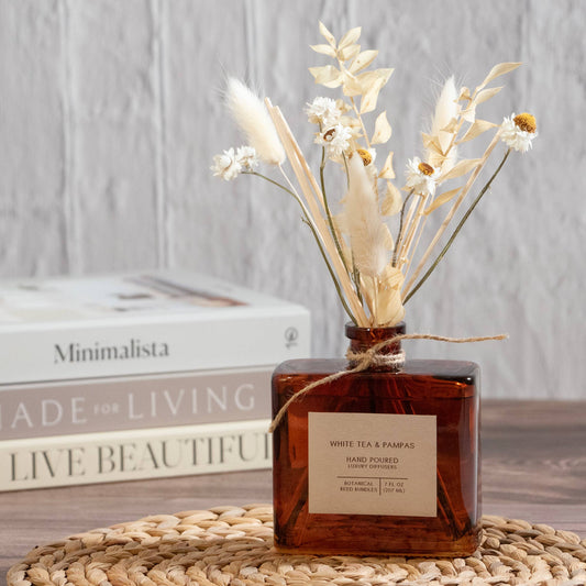 White Tea & Pampas Bouquet Reed Bundle Fragrance Diffuser - Purpose + Passion Boutique