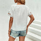 White V - neck Embroidered Shirt - Purpose + Passion Boutique