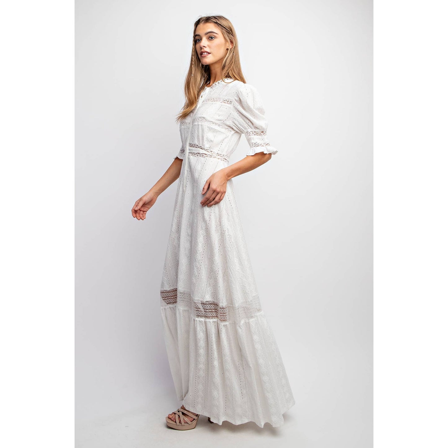 White Woven Maxi Button Down Dress - Purpose + Passion Boutique