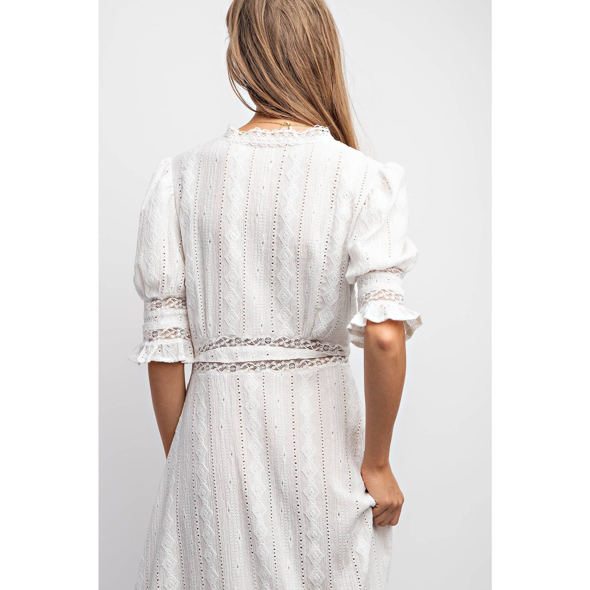 White Woven Maxi Button Down Dress - Purpose + Passion Boutique