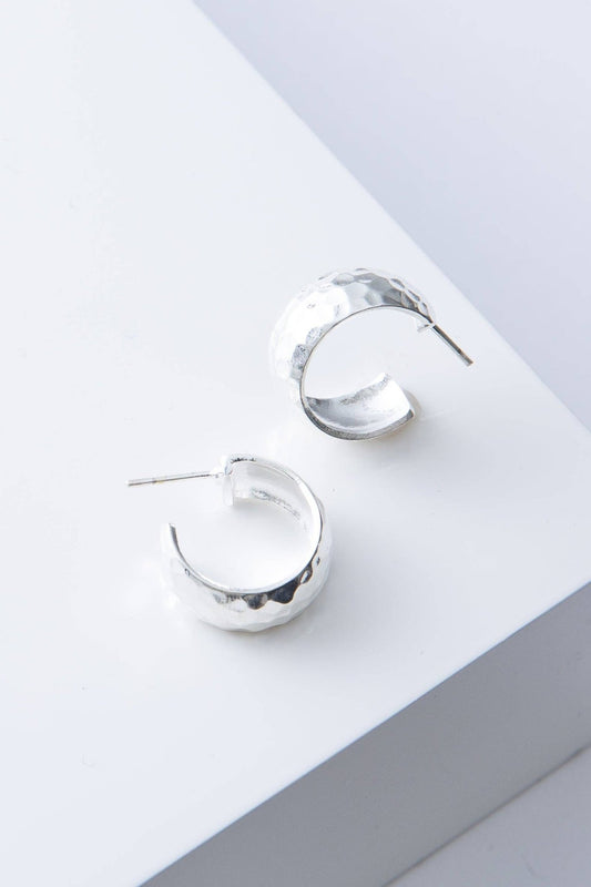 Wide Hammered Hoops, Silver - Purpose + Passion Boutique