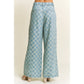 Wide Leg Checkered Medium Denim Washed Pants - Purpose + Passion Boutique