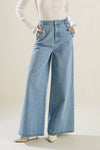 Wide Leg Washed Denim Blue Pants - Purpose + Passion Boutique