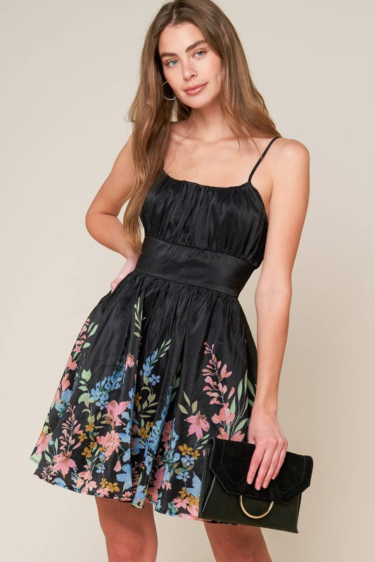 Wildflower Black Woven Mini Dress - Purpose + Passion Boutique