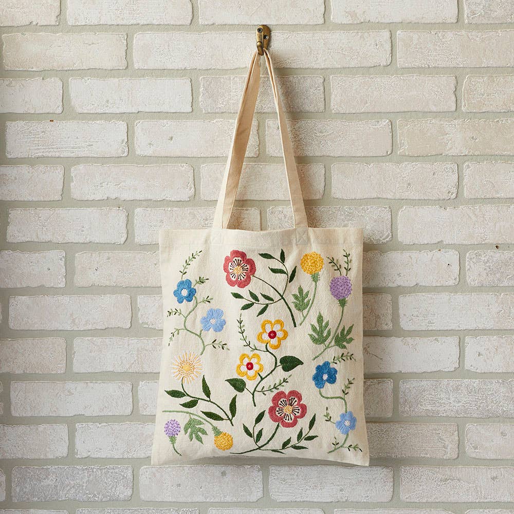 Wildflower Embroidered Tote Bag - Purpose + Passion Boutique