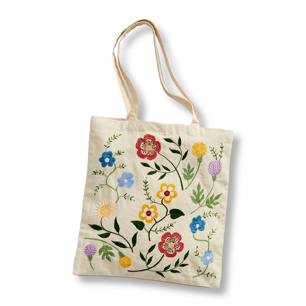 Wildflower Embroidered Tote Bag - Purpose + Passion Boutique