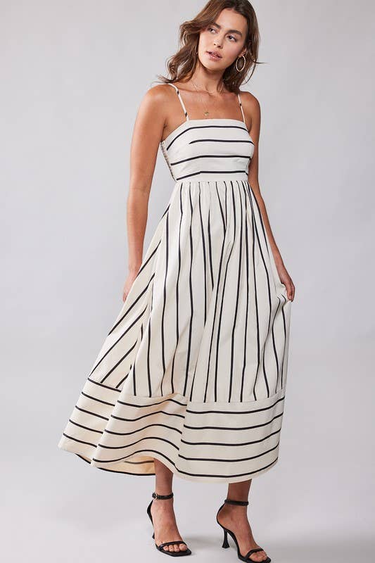 Wildflowers Striped Maxi Dress - Purpose + Passion Boutique