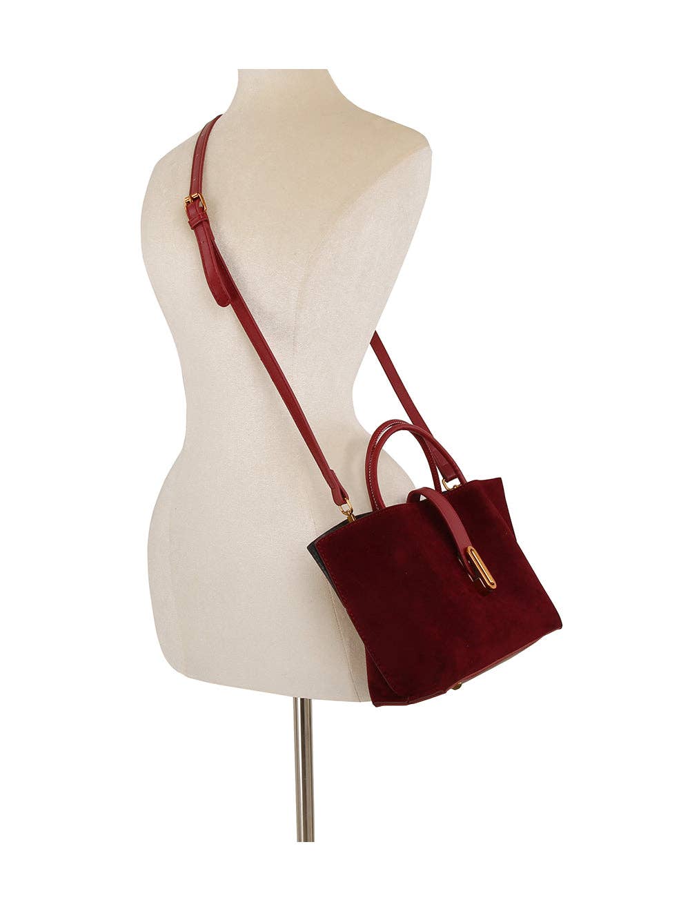Wine Bronze Latch Suede Mini Tote - Purpose + Passion Boutique